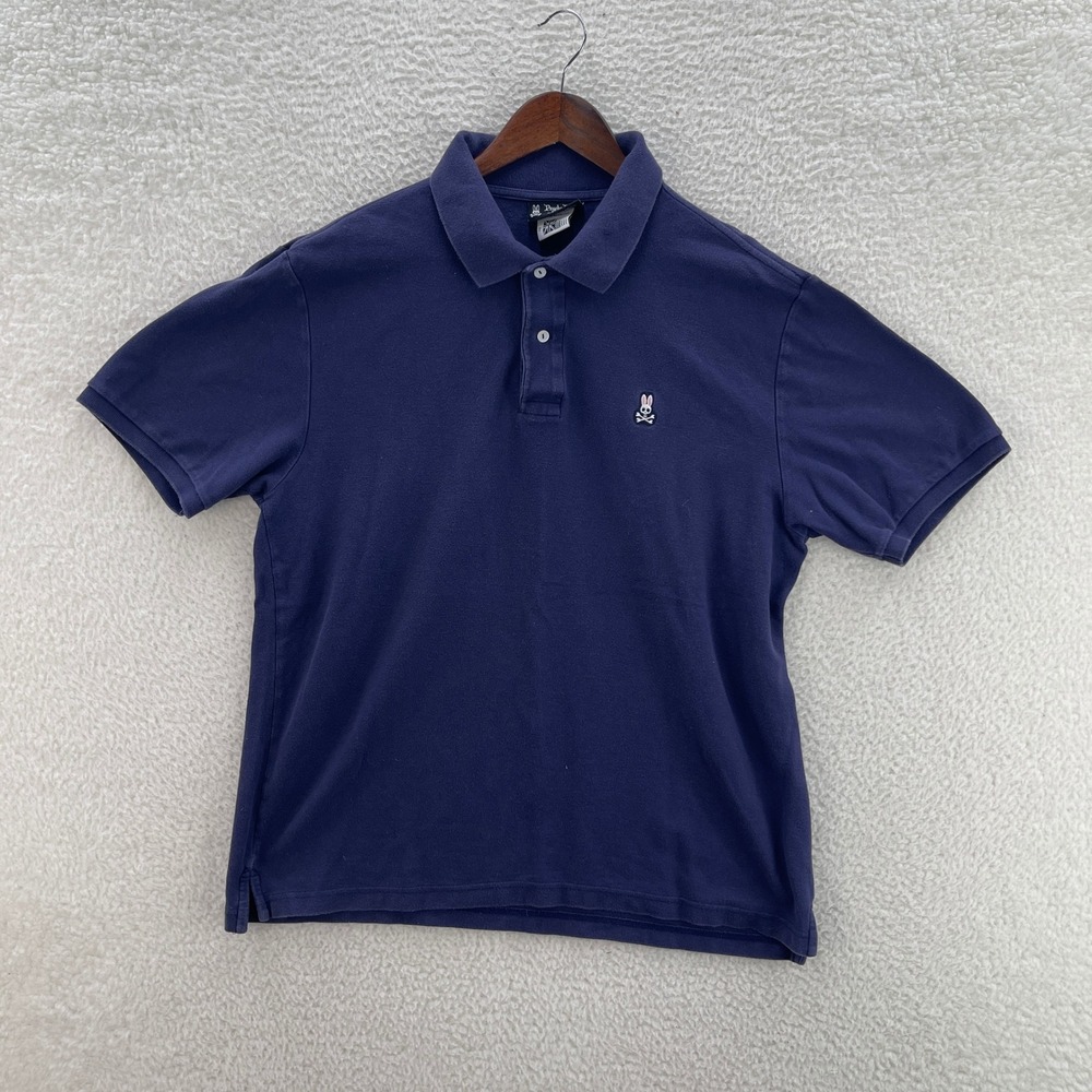 Psycho Bunny Polo Shirt Mens 7 Blue Short Sleeve Embroidered Preppy Luxury